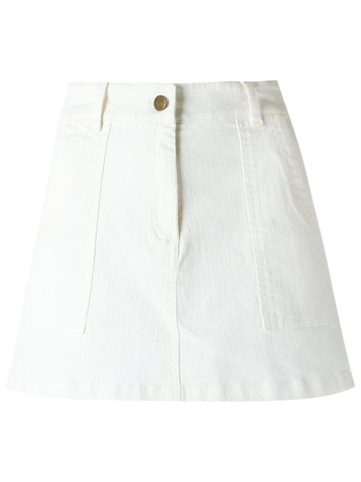 Andrea Bogosian Mid Rise Skirt, Women's, Size: P, White, Cotton/polyester