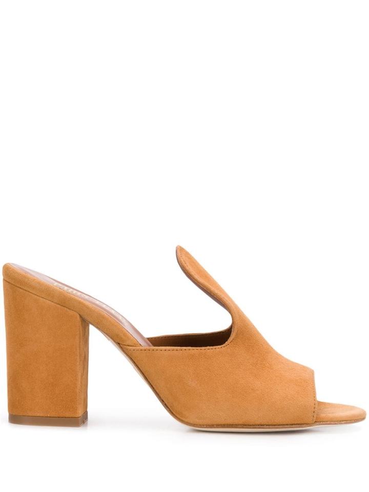 Paris Texas Block Heel Mules - Brown