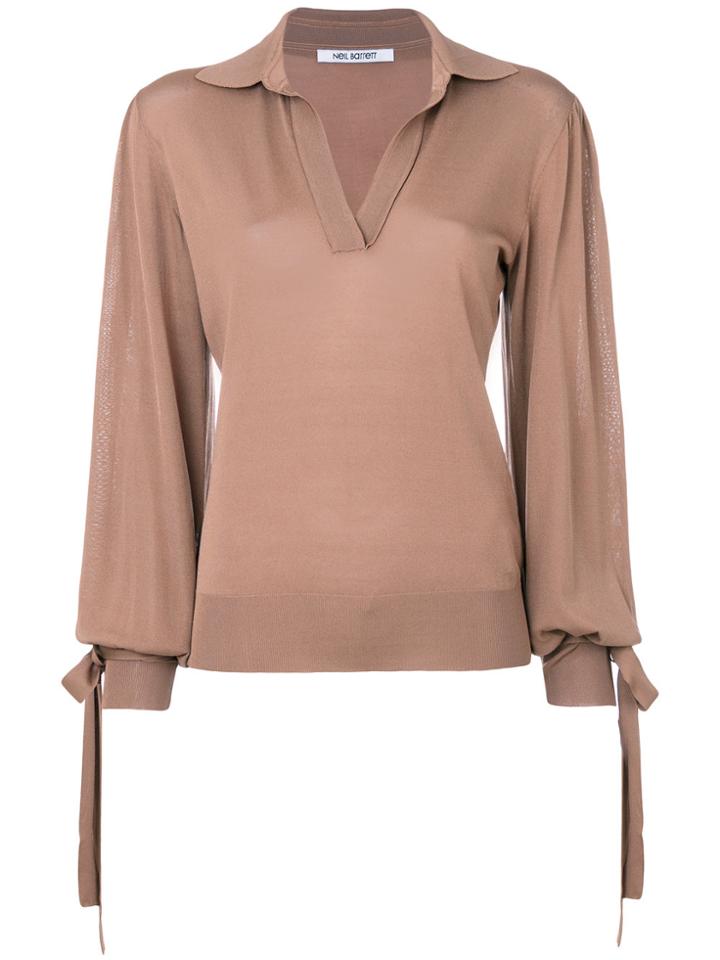 Neil Barrett Tie Detail Knitted Top - Nude & Neutrals