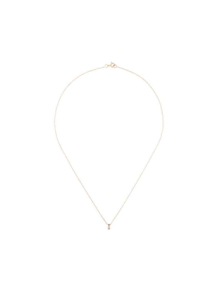 Natalie Marie 9kt Rose Gold Tiny Quartz Baguette Pendant Necklace