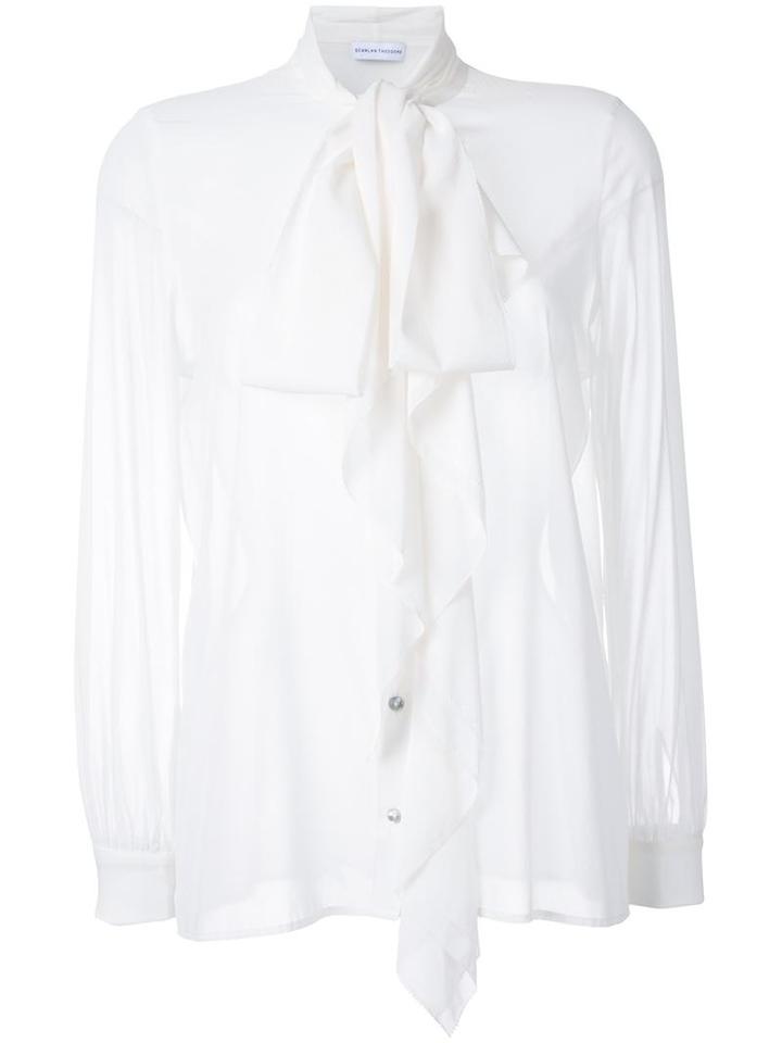 Scanlan Theodore Picot Ruffle Blouse, Women's, Size: 8, White, Silk