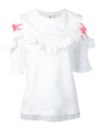 Steve J & Yoni P - Open Shoulder Ruffle Top - Women - Cotton - S, Women's, White, Cotton