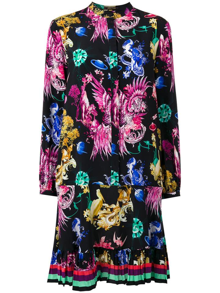 Roberto Cavalli Floral Print Dress, Women's, Size: 42, Black, Silk