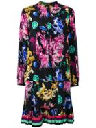 Roberto Cavalli Floral Print Dress, Women's, Size: 42, Black, Silk