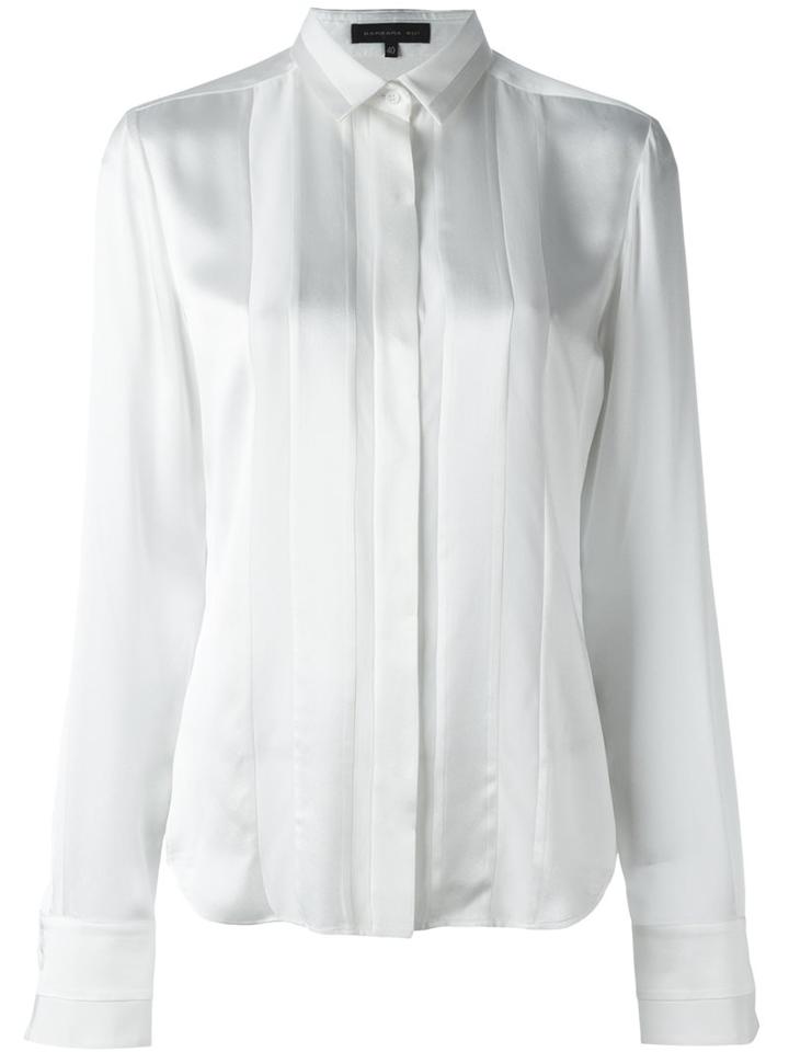 Barbara Bui Pleated Panel Longsleeved Shirt, Women's, Size: 38, White, Silk