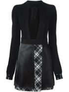 Maison Margiela Cut Out Checked Dress, Women's, Size: 38, Black, Polyester/polyurethane/viscose/virgin Wool