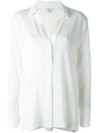Vince Half Placket Shirt, Women's, Size: Medium, White, Silk/spandex/elastane
