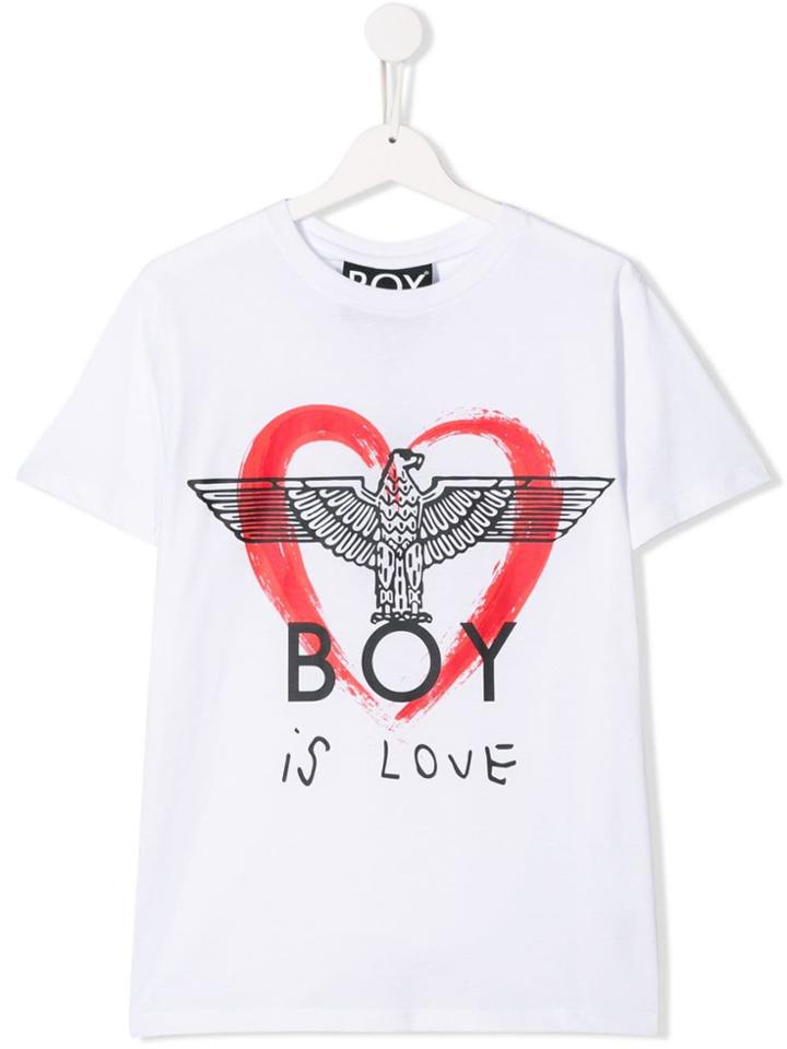 Boy London Kids Teen 'boy Is Love' Print T-shirt - White