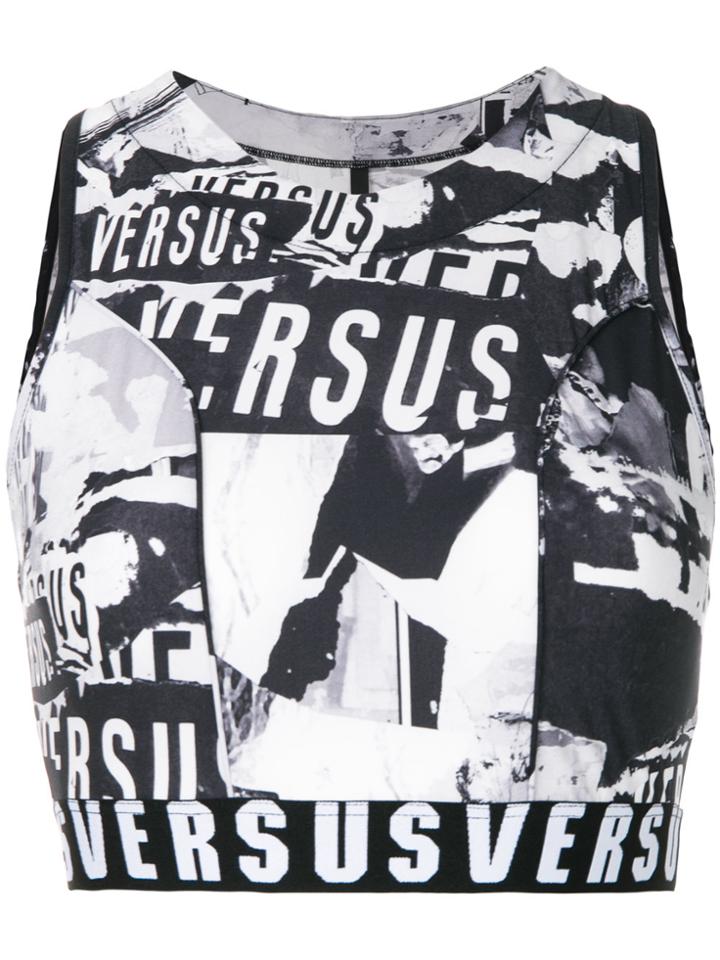Versus Printed Cropped Top - Black