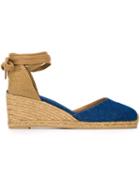 Castañer Carina Wedge Espadrilles, Women's, Size: 37, Blue, Cotton/leather/rubber