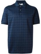 Brioni Checked Polo Shirt, Men's, Size: Large, Blue, Cotton/silk