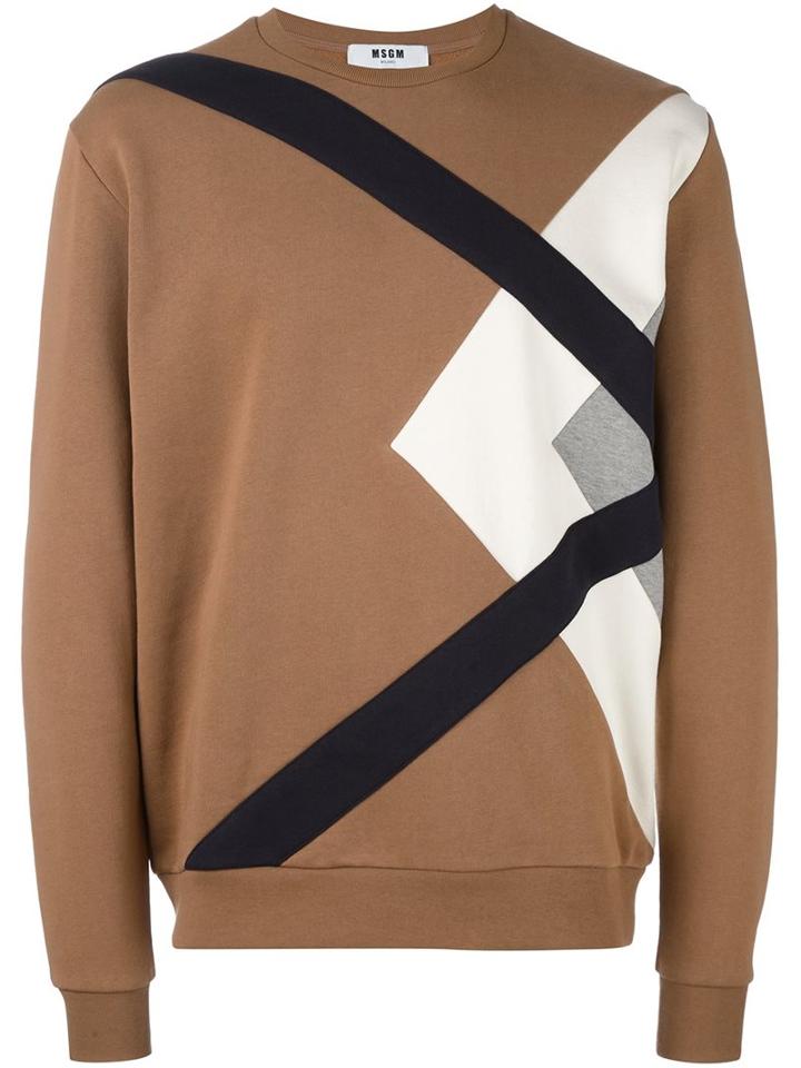 Msgm Abstract Print Sweatshirt, Men's, Size: Medium, Brown, Cotton