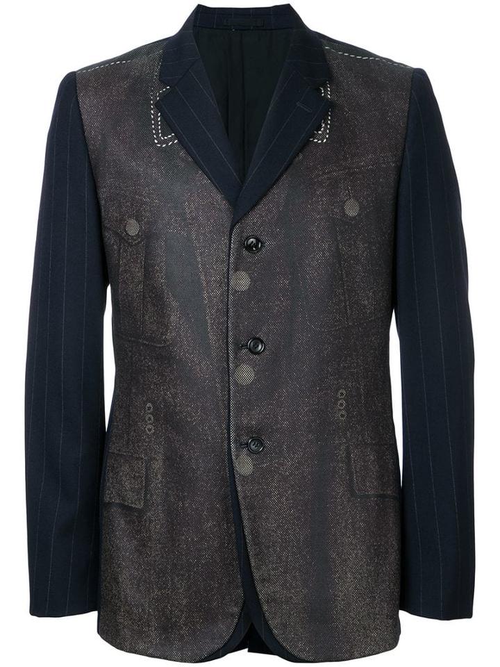 Comme Des Garçons Pre-owned Pinstripe Trompe L'oeil Blazer - Blue
