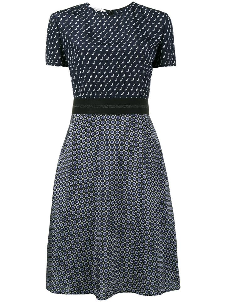 Stella Mccartney - Tie Print Short Sleeve Dress - Women - Silk/polyamide/latex - 46, Blue, Silk/polyamide/latex