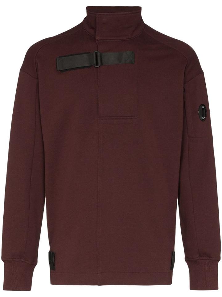 Cp Company Logo Button Detail Sweatshirt - Brown