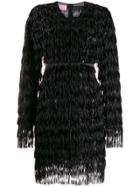 Giamba V-neck Feather Embellished Dress - Black