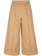Msgm Wide Leg Cropped Trousers - Brown