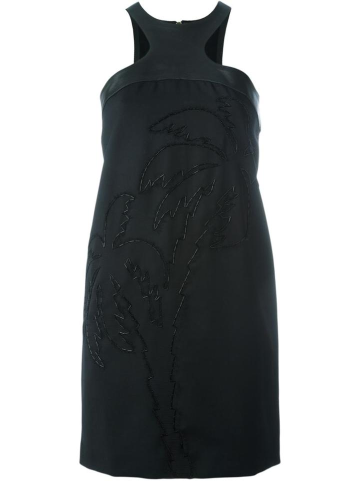 Dsquared2 Beaded Palm Tree Dress, Women's, Size: 40, Black, Silk/sheep Skin/shearling/polyester/glass