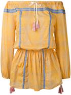 Lemlem - Off Shoulder Dress - Women - Cotton - M, Yellow/orange, Cotton