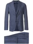Tagliatore Check Print Suit - Blue