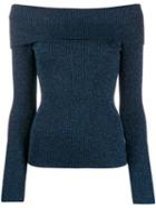 P.a.r.o.s.h. Off-shoulder Fitted Sweater - Blue