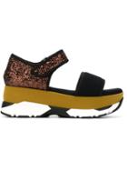 Marni Platform Sandals, Women's, Size: 40, Black, Rubber/cotton/nylon/spandex/elastane