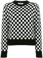 Msgm Checkboard Wool Sweater - Black