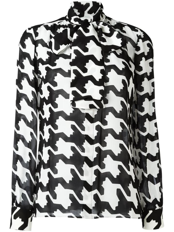 Dsquared2 Geometric Print Pussybow Blouse - Black
