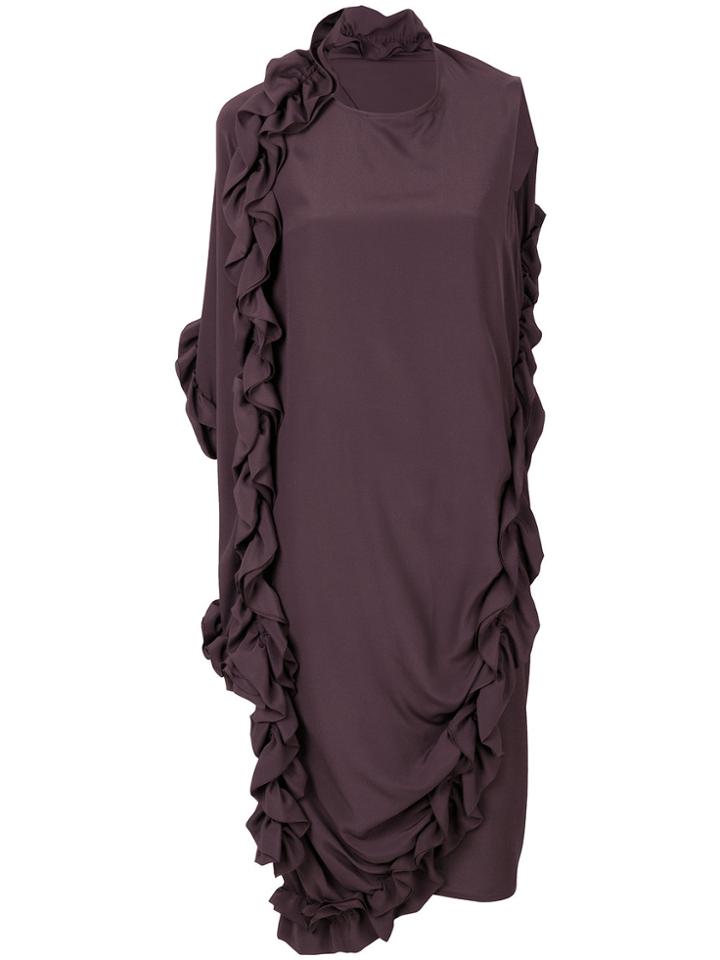 Marni Ruffle Asymmetric Dress - Brown