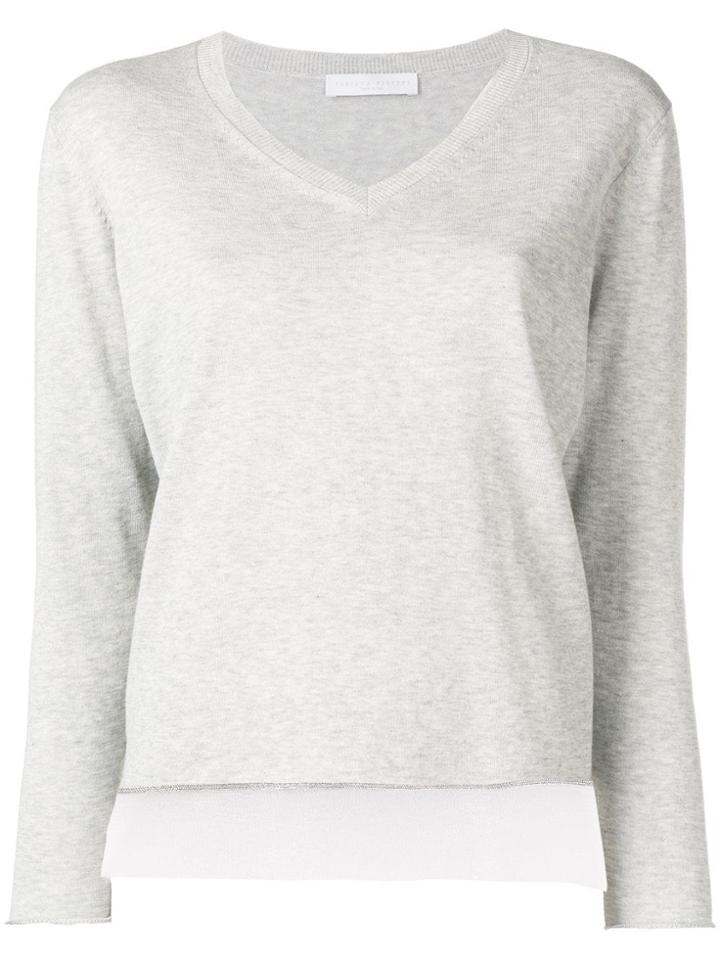 Fabiana Filippi Fine Knit V-neck Sweater - Grey