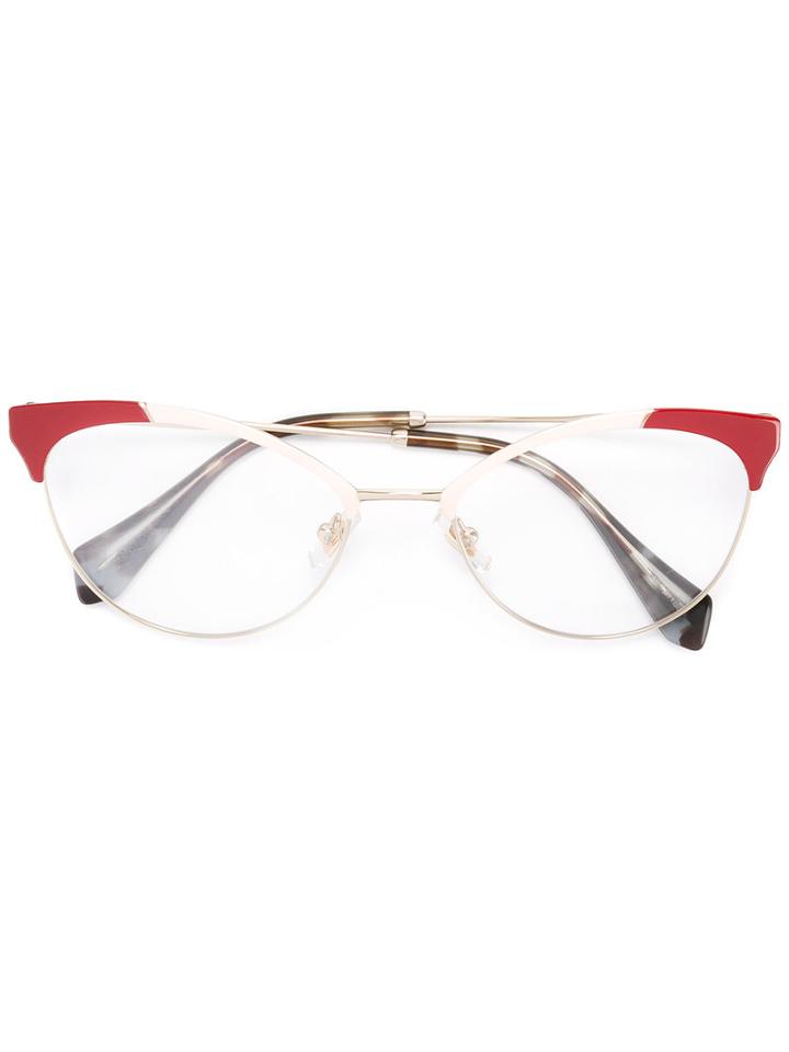 Miu Miu Eyewear Cat Eye Glasses, Grey, Metal