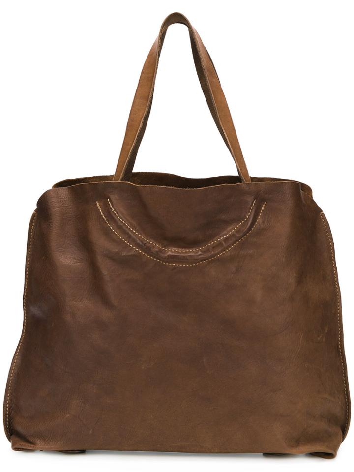 Guidi Structured Tote Bag - Brown