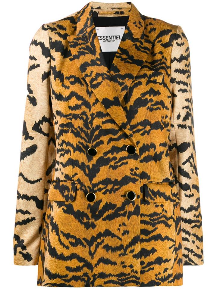 Essentiel Antwerp Travolta Tiger-print Blazer - Yellow