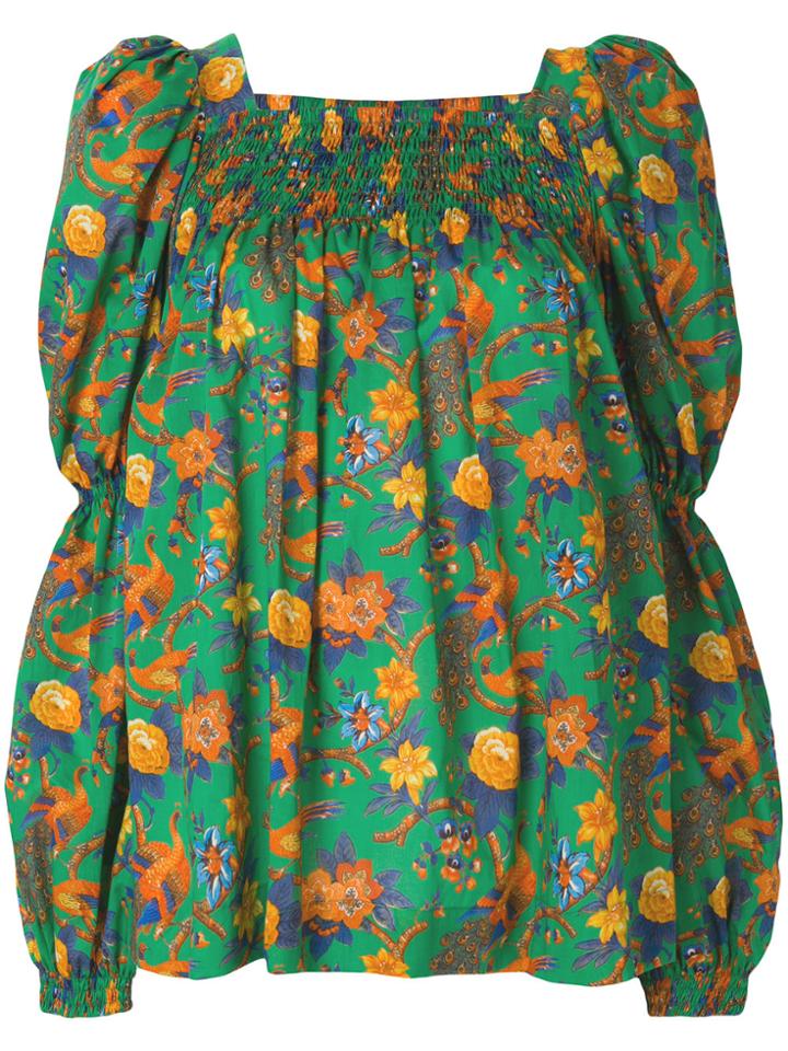 La Doublej Garden Print Blouse - Green