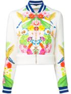 Manish Arora - Tropical Print Bomber Jacket - Women - Nylon/spandex/elastane/rayon - 36, White, Nylon/spandex/elastane/rayon