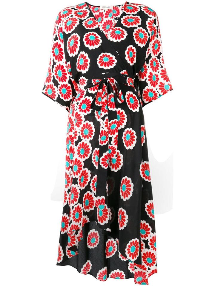 Dvf Diane Von Furstenberg Floral Print Dress - Black