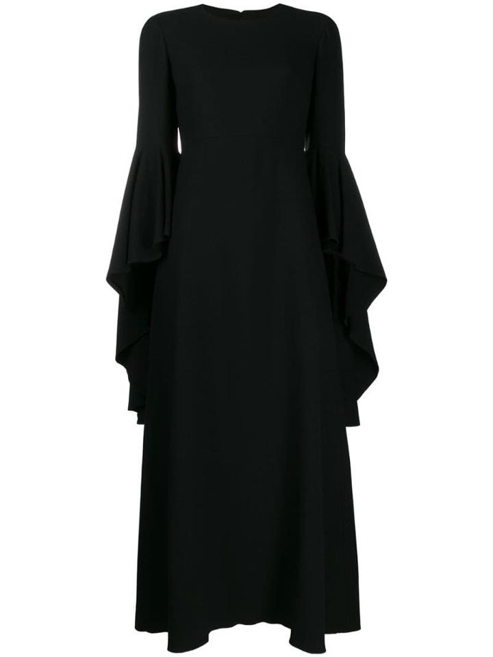 Giambattista Valli Deep Ruffle Sleeve Evening Dress - Black