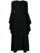 Giambattista Valli Deep Ruffle Sleeve Evening Dress - Black