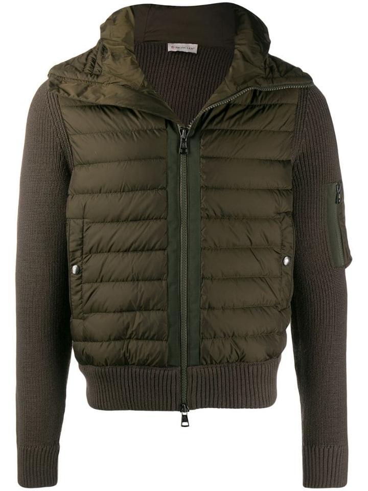 Moncler Knitted-sleeve Padded Jacket - Green