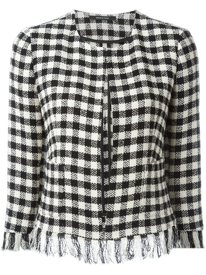 Tagliatore Frayed Check Jacket - Black