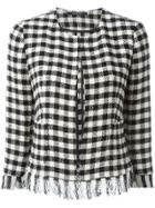 Tagliatore Frayed Check Jacket - Black