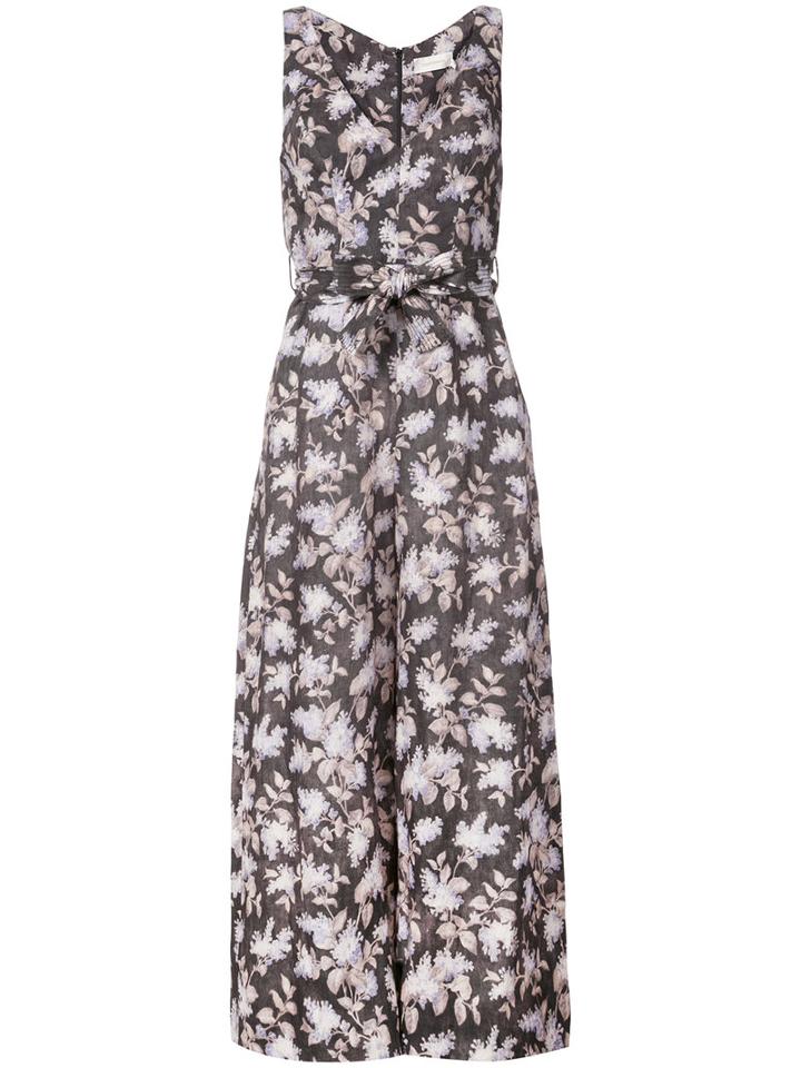 Zimmermann - Floral Jumpsuit - Women - Cotton/linen/flax - 0, Black, Cotton/linen/flax