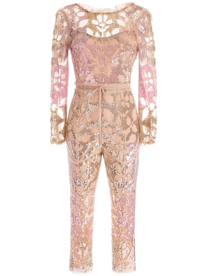 Needle & Thread Tiled Sequin Jumpsuit - Pink