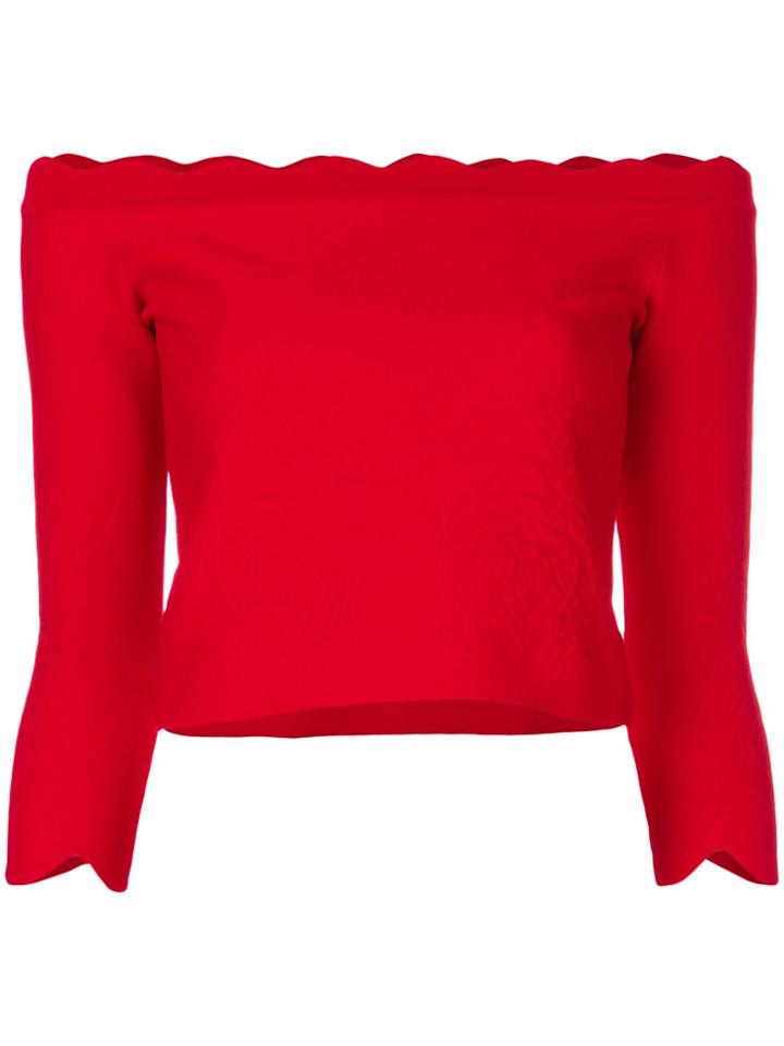 Alexander Mcqueen Off-shoulder Scalloped Top - Red