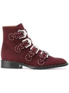 Givenchy Studded Buckle Fitted Boots - Pink & Purple