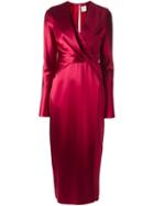 Dion Lee Wrap Effect Dress, Women's, Size: 14, Red, Silk