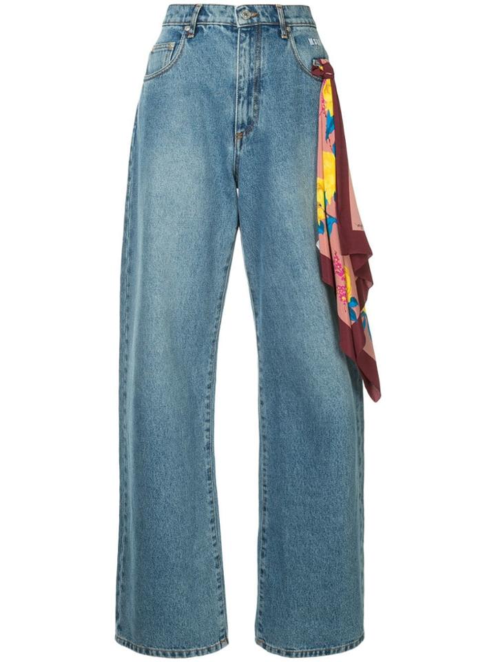Msgm Scarf Detail Jeans - Blue