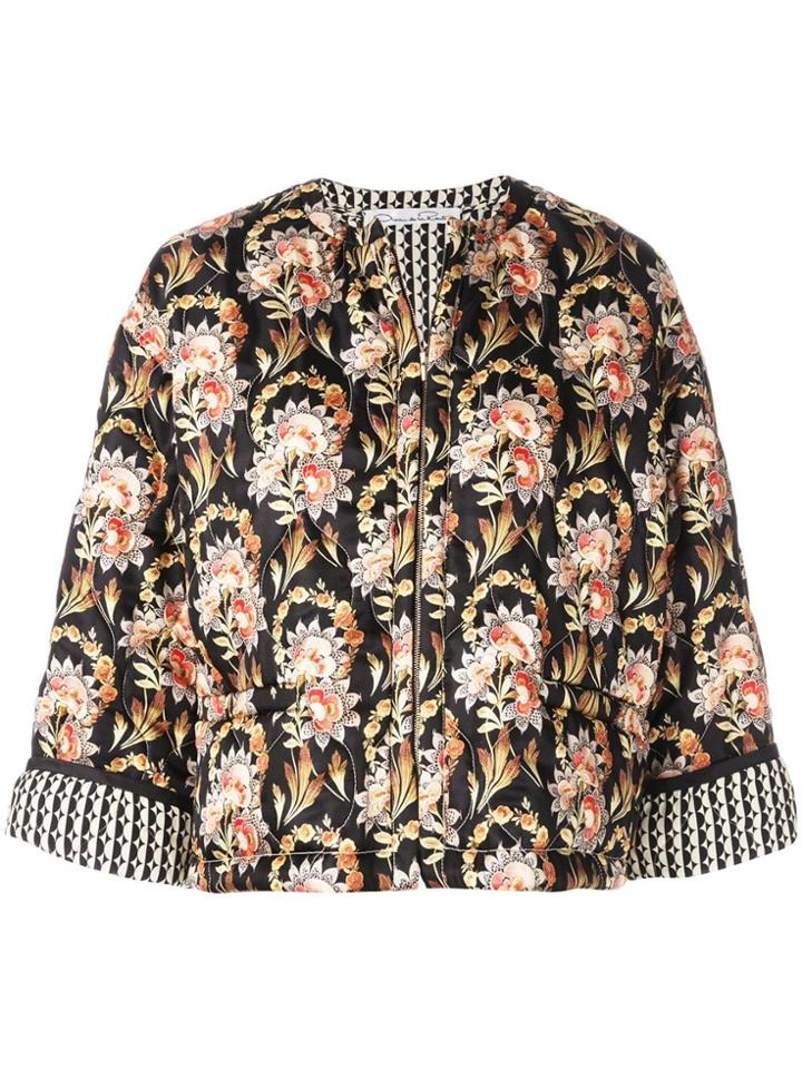Oscar De La Renta Floral Print Jacket - Black