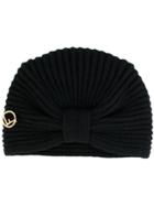 Fendi Bow Knitted Wrap Hat - Black