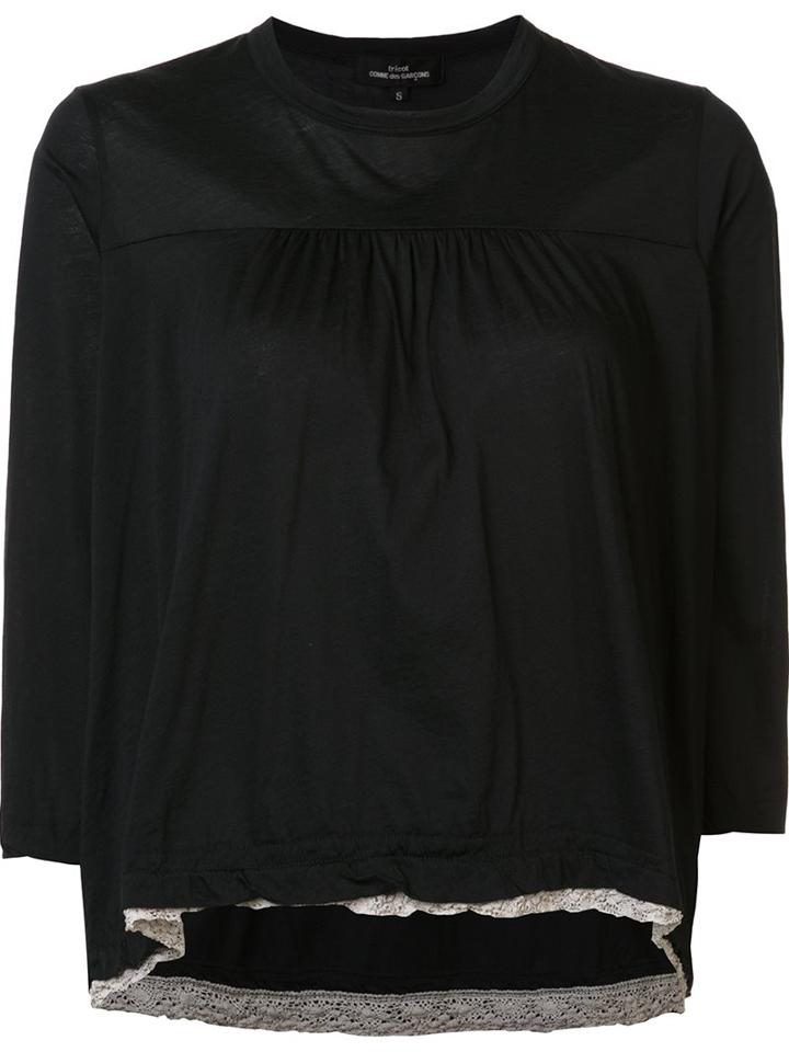 Comme Des Garçons Tricot Cropped Sleeves Top, Women's, Size: Small, Black, Cotton/polyester